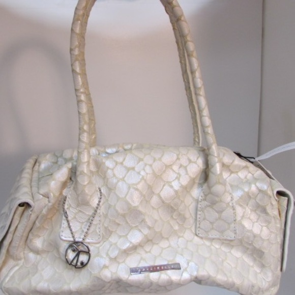 Coccinelle Hand Crafted Cream Leather Handbag